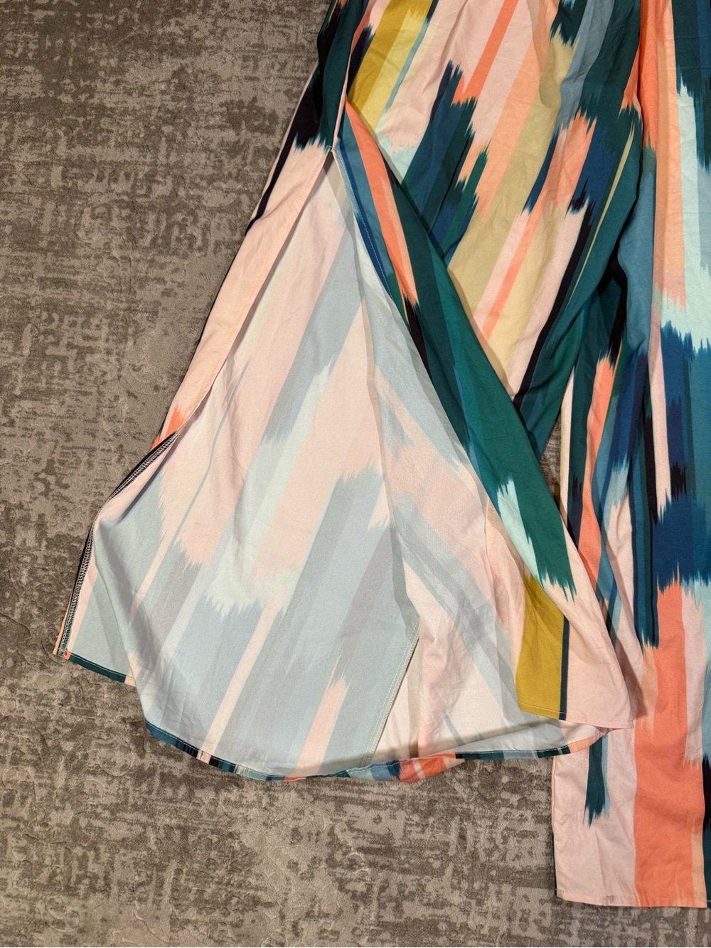 Colorful Striped Drawstring Wide Leg Pants Teal Coral Mint Mustard Women's 3XL - Picture 7 of 9
